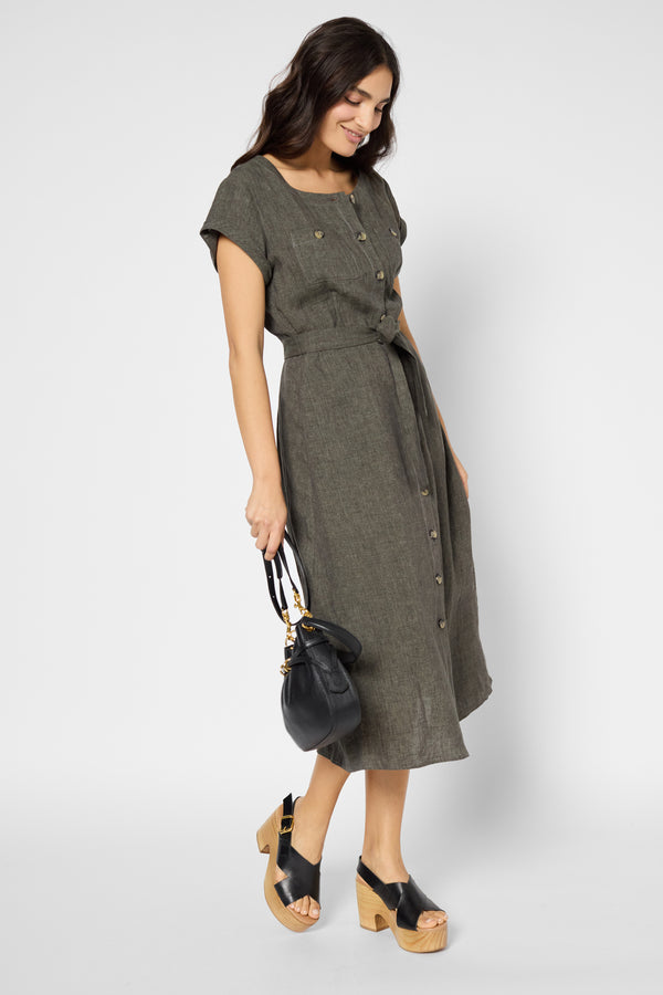 gerard darel Robe longue ceinturée en lin - PASCALE
