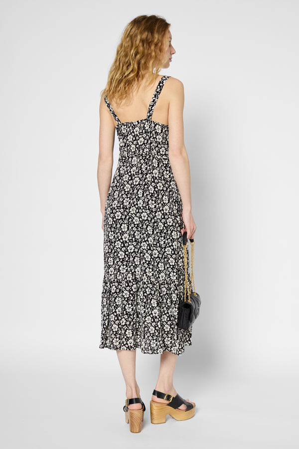 Gerard Darel Robe Longue Cintrée à Fleurs - PHELINE