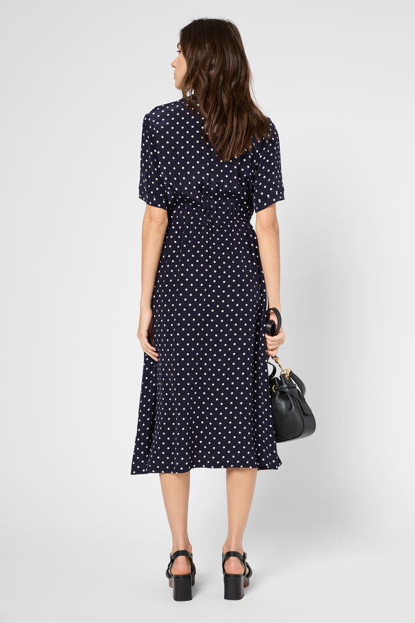 Gerard Darel Robe Longue Cintrée à Pois - POPELINE
