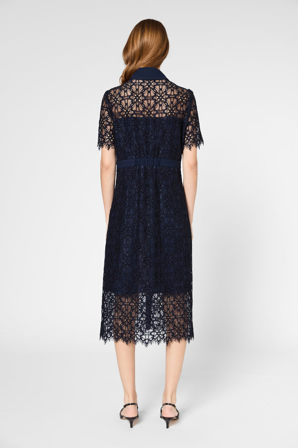Gerard Darel Robe Midi Cintrée En Dentelle - PERLE