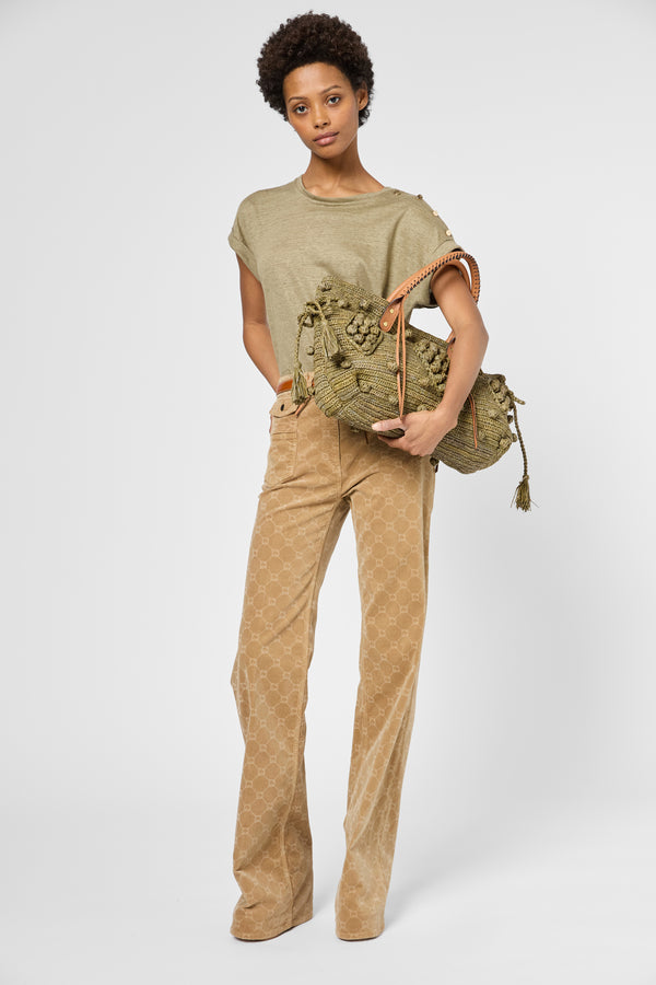 Gerard Darel T-shirt à Boutons Dorés En Lin - GIGI