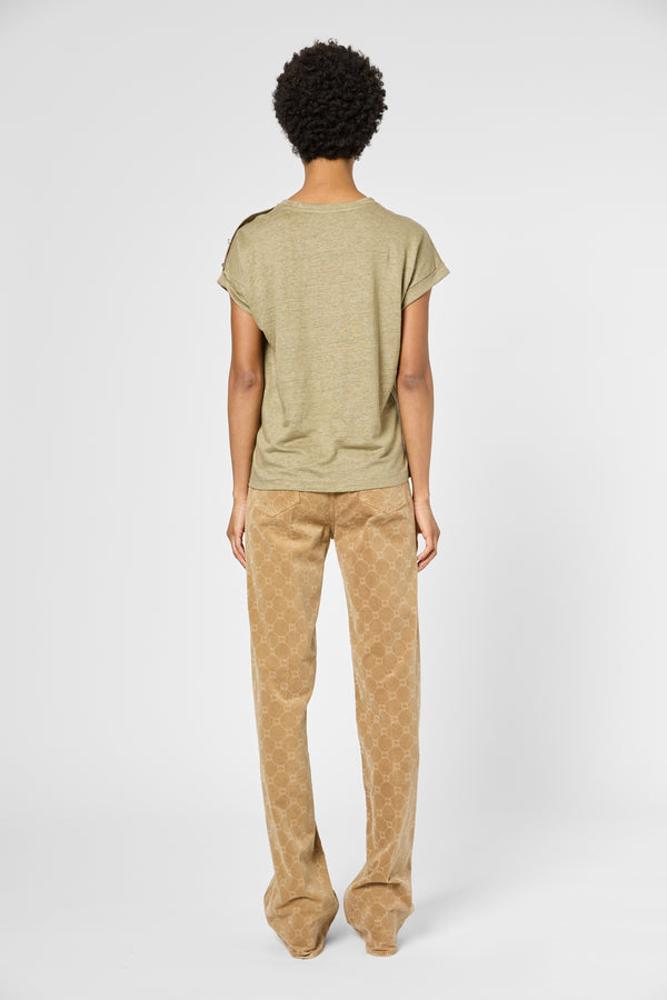 Gerard Darel T-shirt à Boutons Dorés En Lin - GIGI