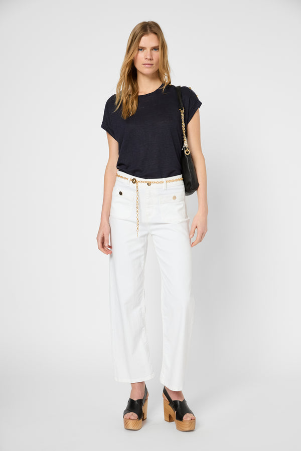 Gerard Darel T-shirt à Boutons Dorés En Lin - GIGI