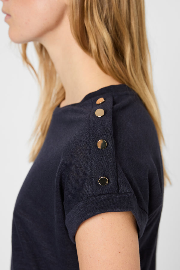 Gerard Darel T-shirt à Boutons Dorés En Lin - GIGI