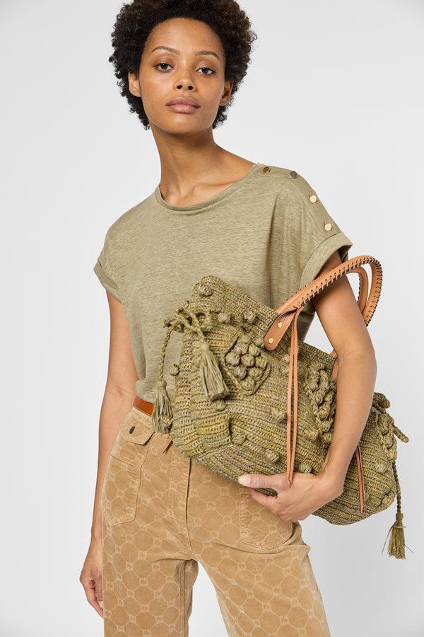 gerard darel T-shirt à boutons dorés en lin - GIGI