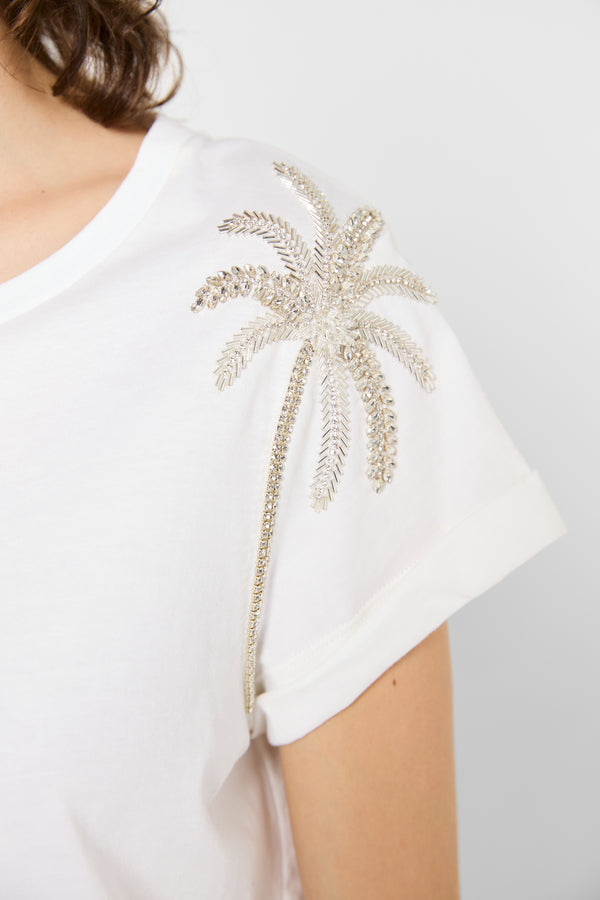 Gerard Darel T-shirt à Palmiers En Strass - GISELE