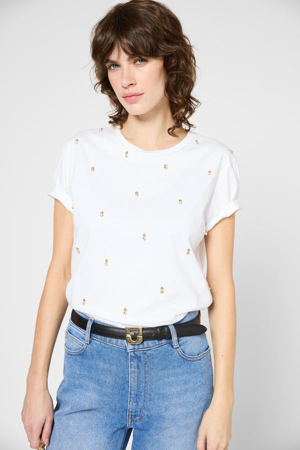 gerard darel T-shirt à perles en coton - GRACIA