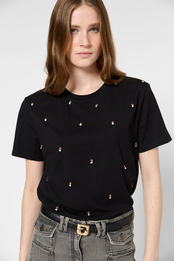 gerard darel T-shirt à perles en coton - GRACIA