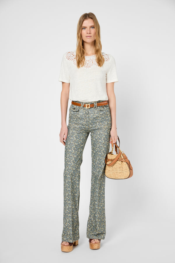 Gerard Darel T-shirt En Lin à Broderies - GILLIAN