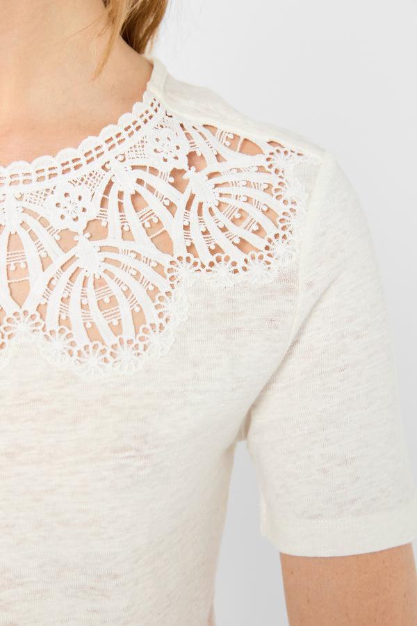 Gerard Darel T-shirt En Lin à Broderies - GILLIAN