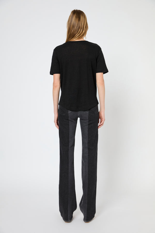 Gerard Darel T-shirt En Lin Au Col Brodé - GALATEA