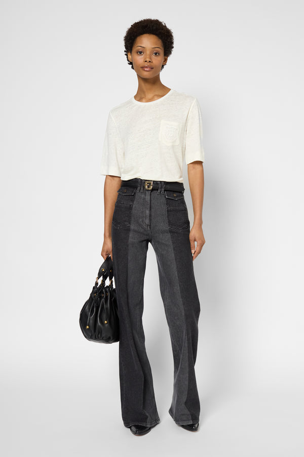 Gerard Darel T-shirt En Lin Et Poche Brodée - GENNA