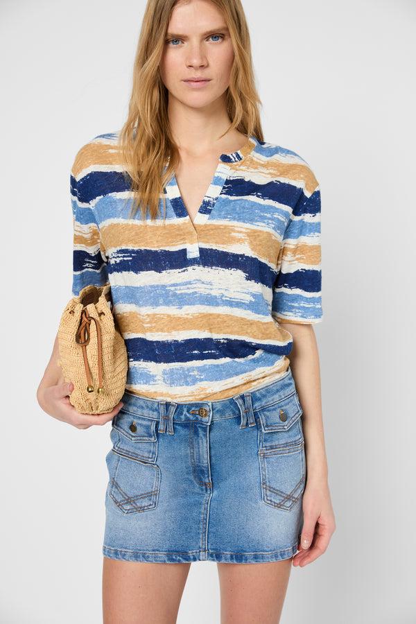 gerard darel T-shirt tunisien en coton rayé - GUILIA