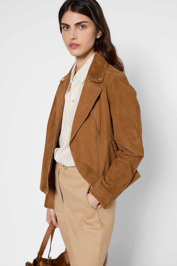 gerard darel Veste biker en cuir velours - MAUD
