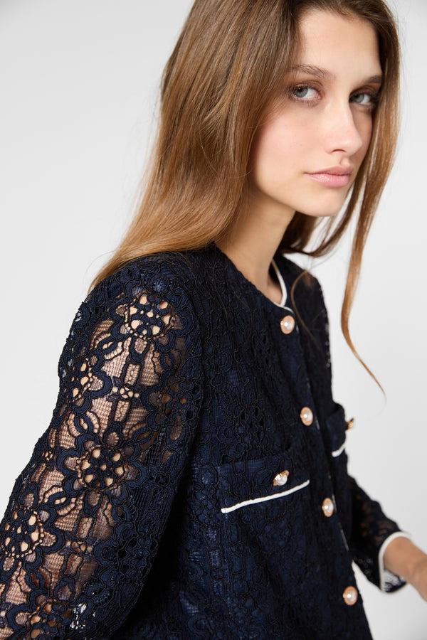 Gerard Darel Veste Courte En Dentelle - RISA