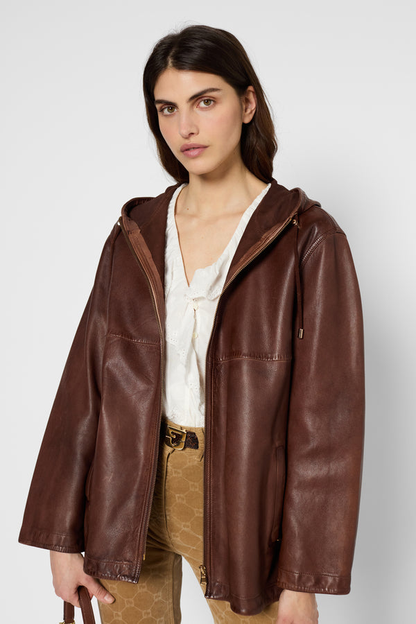 Gerard Darel Veste En Cuir à Capuche - BAYLIE