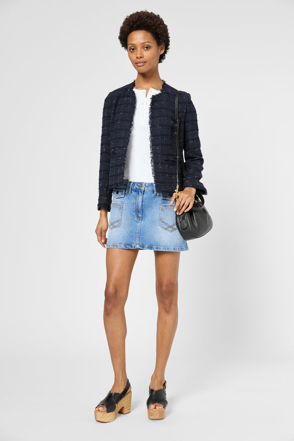 Gerard Darel Veste En Tweed à Franges - ROLANDE