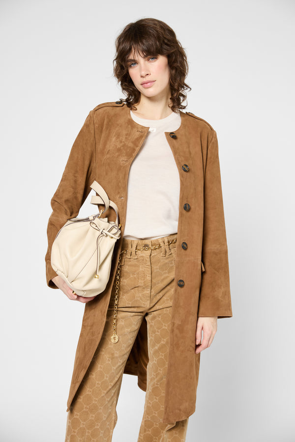 Gerard Darel Veste Longue En Cuir Velours - ROSITA