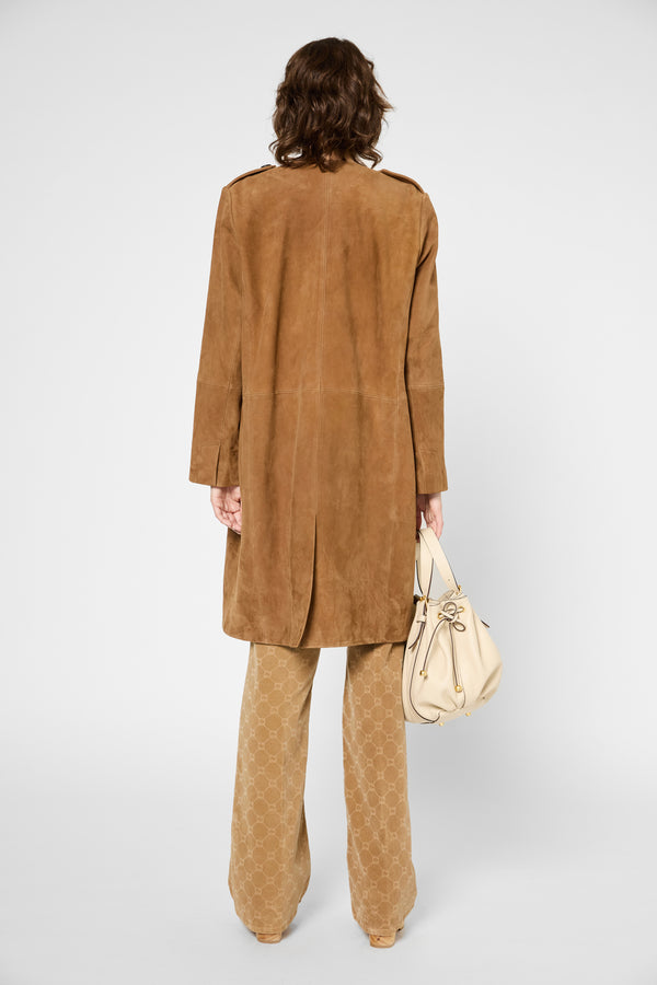 Gerard Darel Veste Longue En Cuir Velours - ROSITA