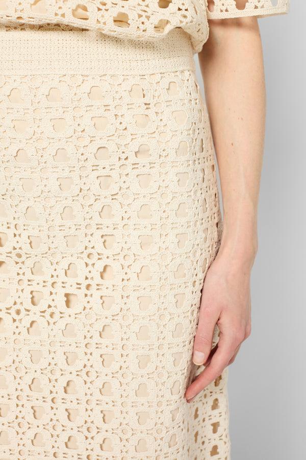 Gerard Darel Jupe Droite En Crochet Monogramme - VIDELIA