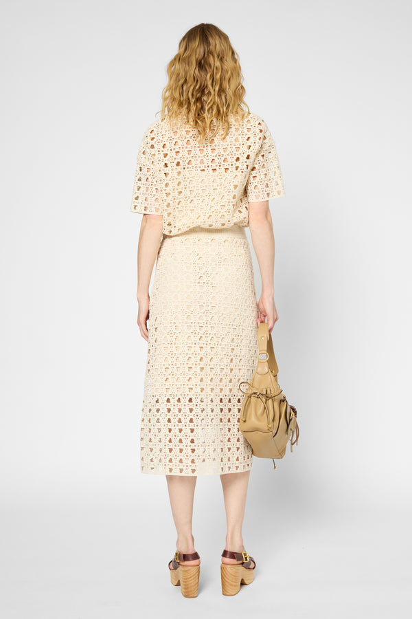 Gerard Darel Jupe Droite En Crochet Monogramme - VIDELIA