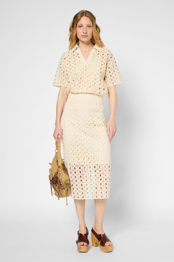 gerard darel Jupe droite en crochet monogramme - VIDELIA