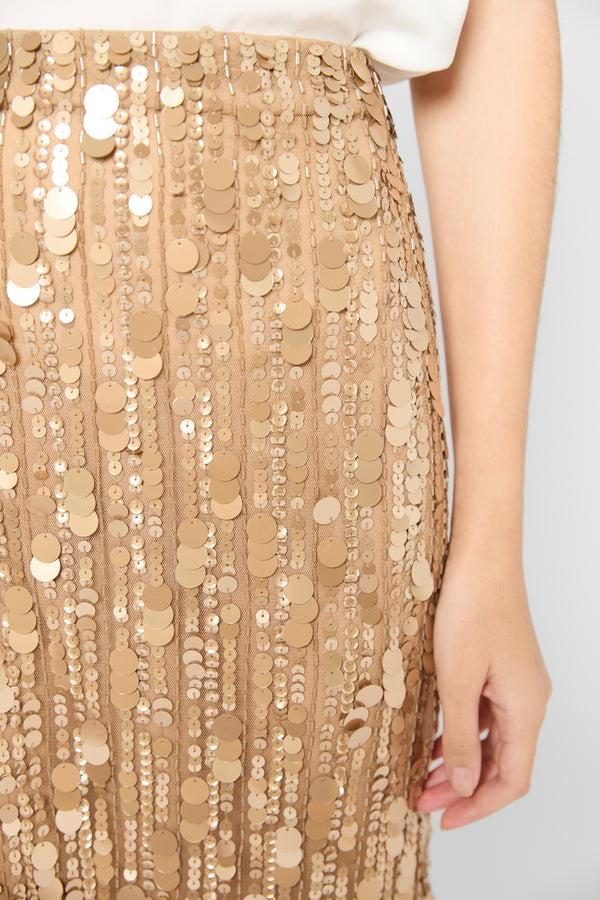 Gerard Darel Jupe Droite En Voile Et Sequins - VELLIA