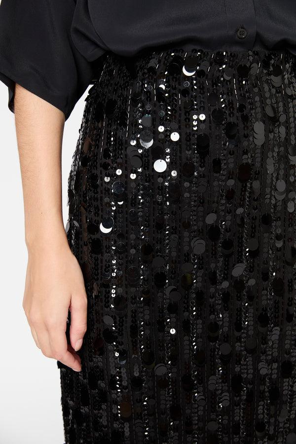 Gerard Darel Jupe Droite En Voile Et Sequins - VELLIA