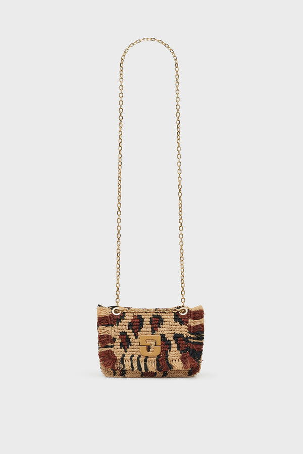 Gerard Darel Mini Sac Porté Travers En Raphia Léopard - LE MINI FANNY