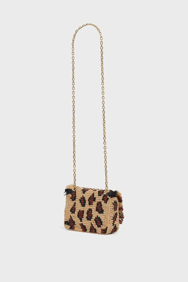 Gerard Darel Mini Sac Porté Travers En Raphia Léopard - LE MINI FANNY
