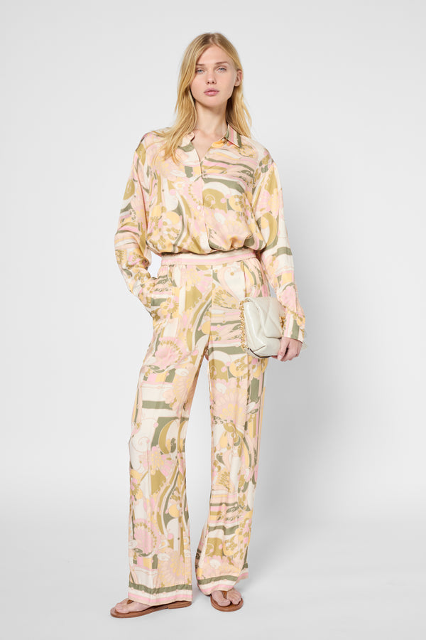 gerard darel Pantalon large satiné imprimé foulard - LIRA