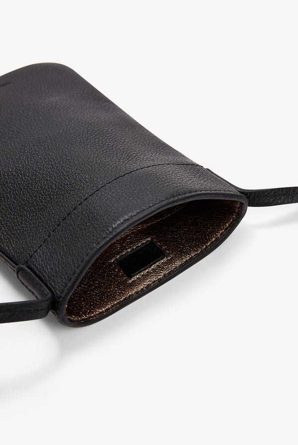 Gerard Darel Porte Téléphone En Cuir Grainé Intérieur Métallisé - LADYPHONE