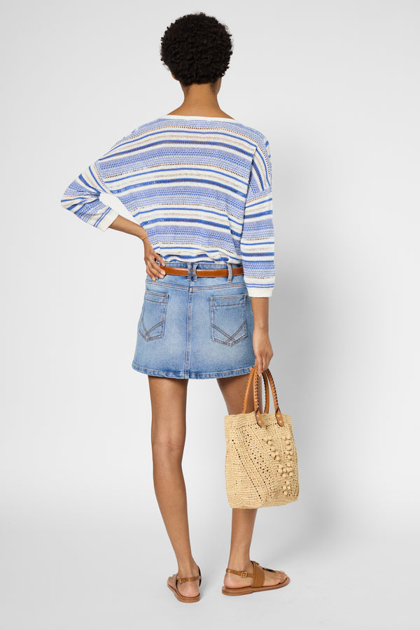 Gerard Darel Pull V En Lin Et Coton à Rayures - JOCELYN