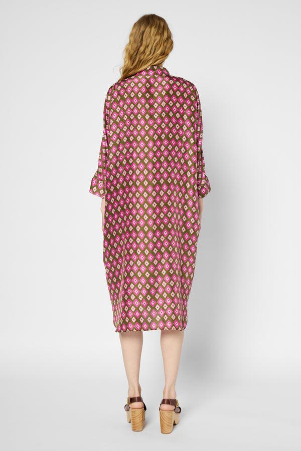 Gerard Darel Robe Chemise En Soie à Losanges - PIERRA