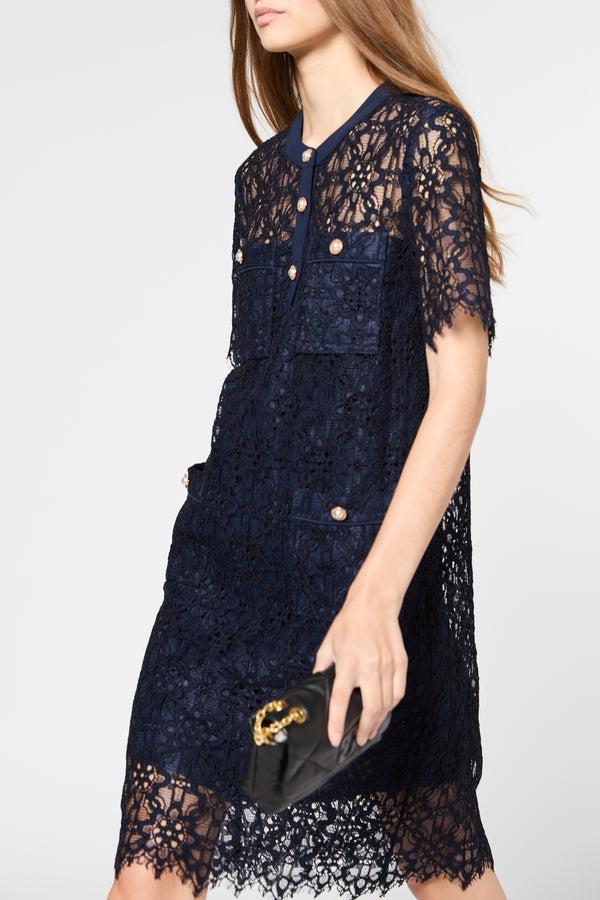 Gerard Darel Robe Courte Droite En Dentelle - PLACIDIE