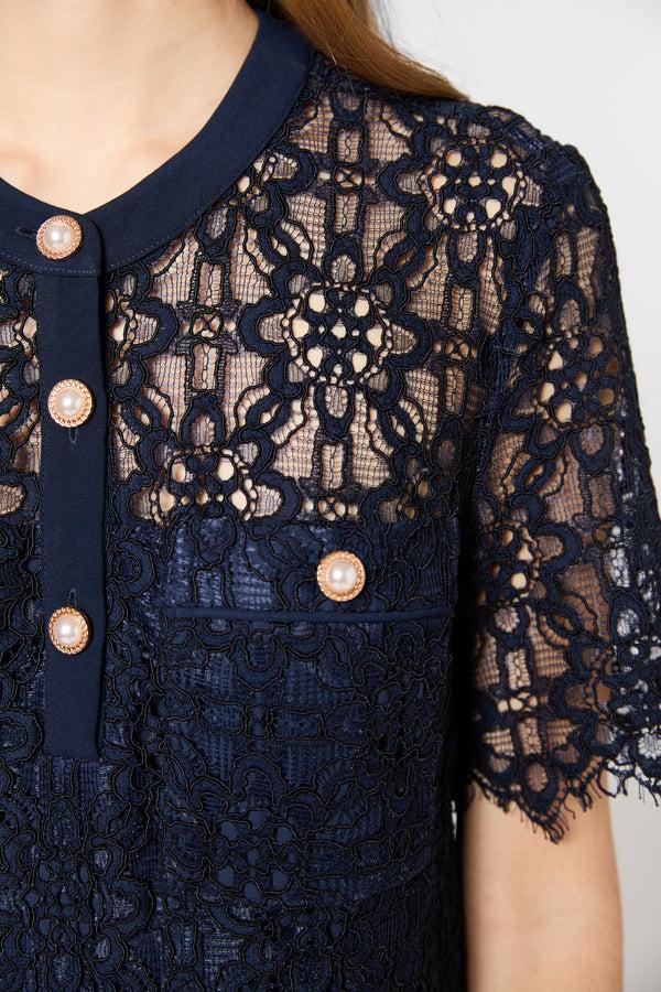 Gerard Darel Robe Courte Droite En Dentelle - PLACIDIE
