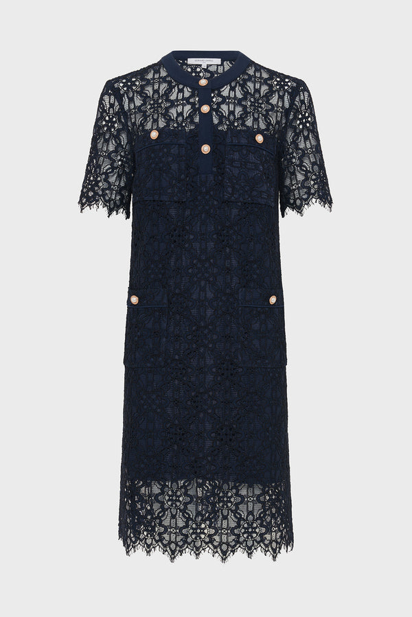 Gerard Darel Robe Courte Droite En Dentelle - PLACIDIE