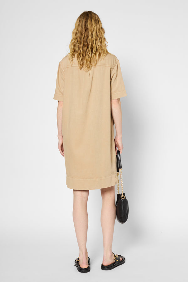 Gerard Darel Robe Droite à Col Chemise En Coton Et Lin - PEPITA