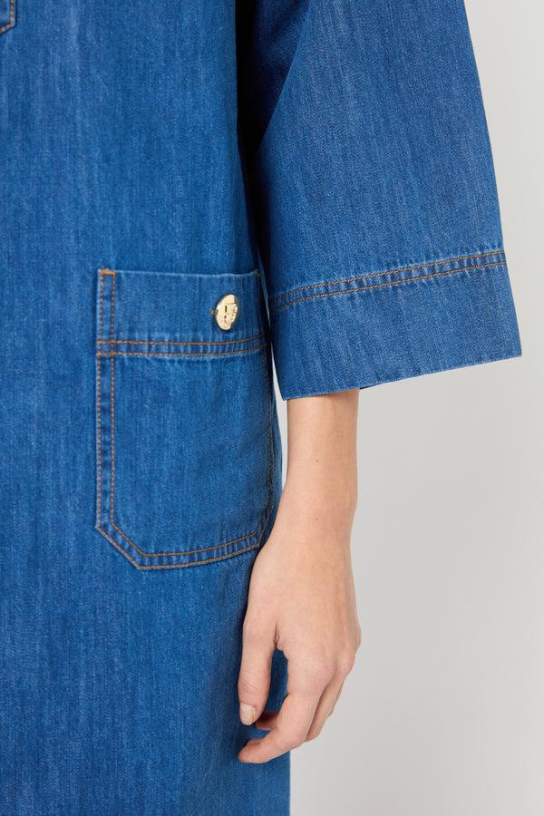 Gerard Darel Robe Droite En Denim à Boutons Dorés - PENELOPE