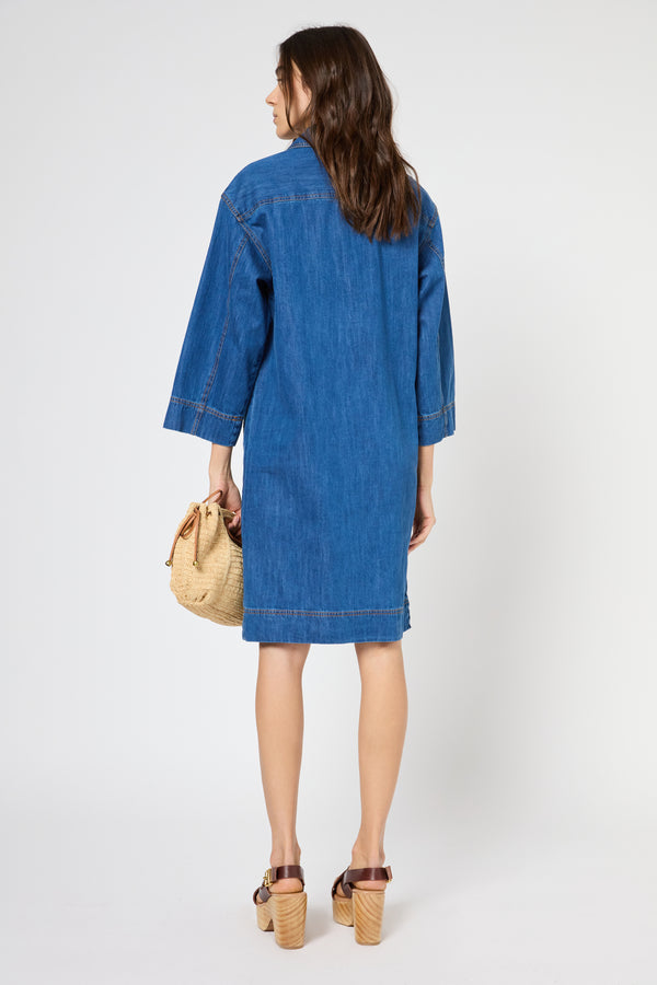 Gerard Darel Robe Droite En Denim à Boutons Dorés - PENELOPE