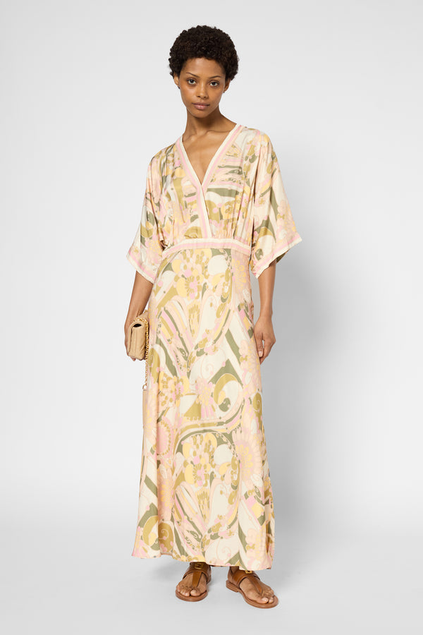 gerard darel Robe longue cintrée imprimé foulard - PERRINE