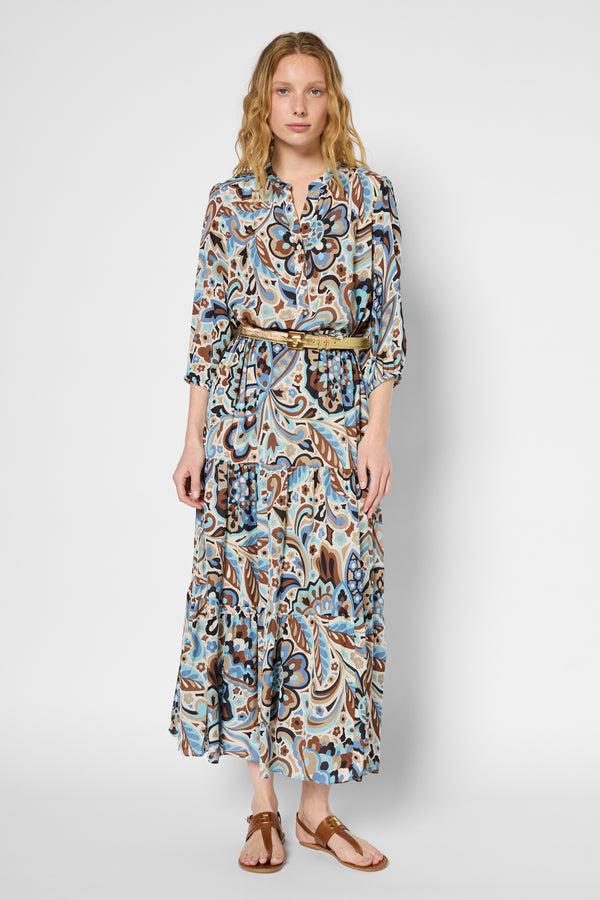 gerard darel Robe longue élastiquée fleurs vintage - PIO