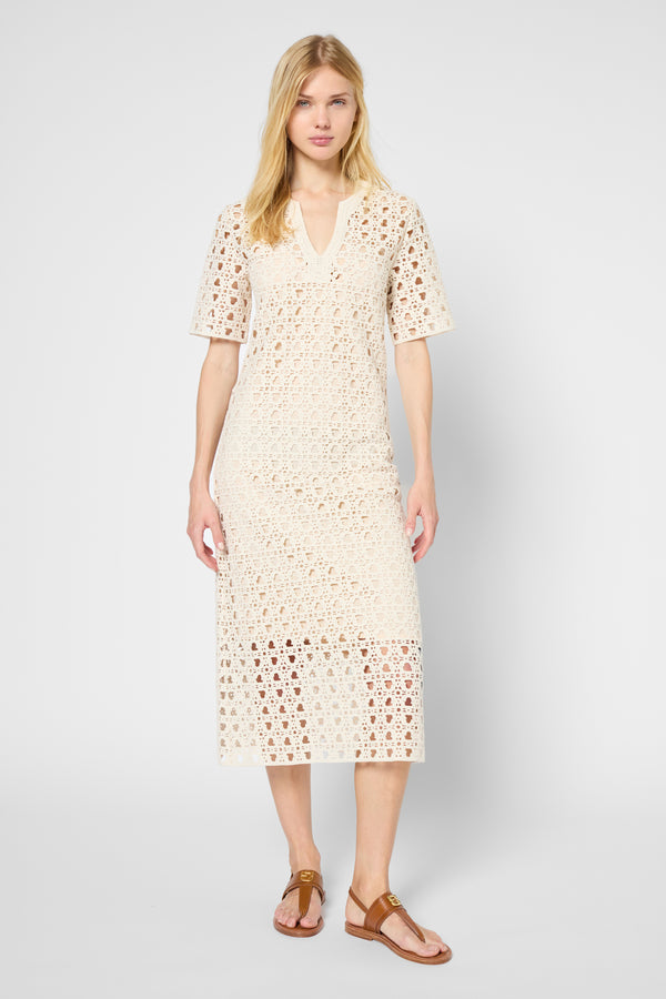 gerard darel Robe longue en crochet monogramme - PALMYRE