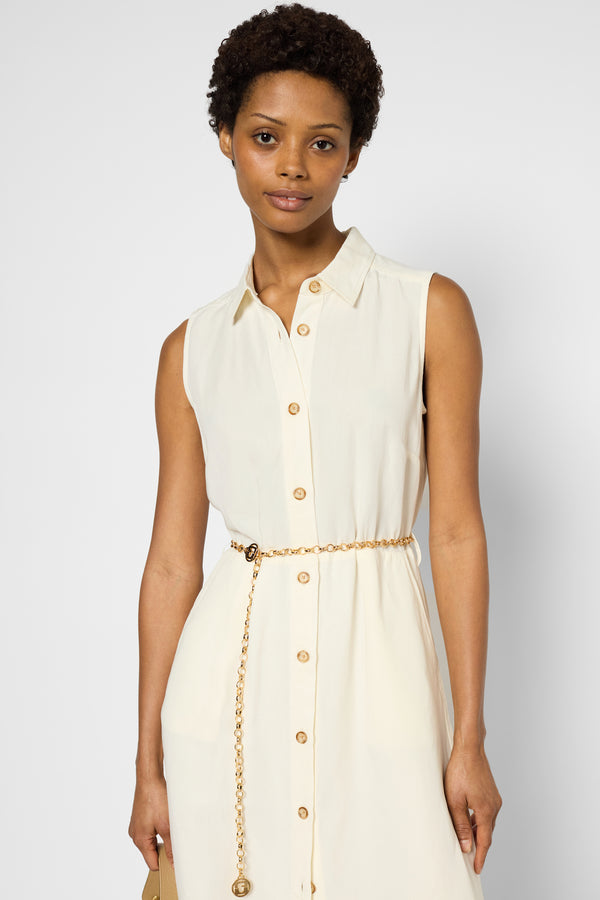Gerard Darel Robe Longue Sans Manche à Col Chemise - PERLA