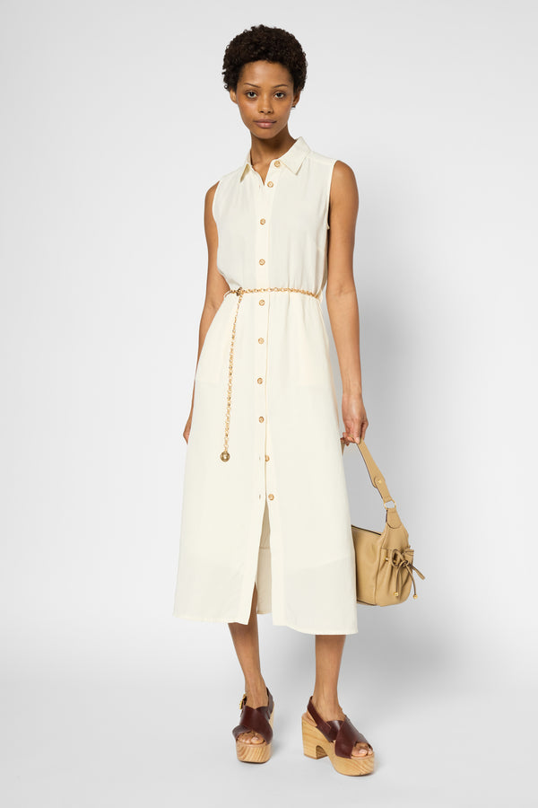 gerard darel Robe longue sans manche à col chemise - PERLA