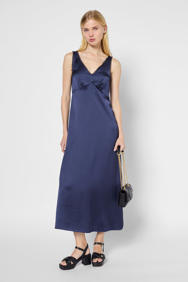 gerard darel Robe longue sans manche en satin - PHILIPPINE