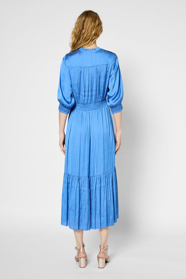 Gerard Darel Robe Longue Satinée à Smocks Et Volants - POPIE