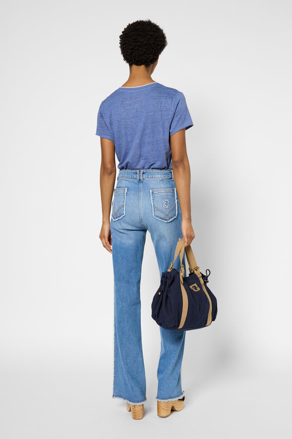 Gerard Darel T-shirt En Lin Et Col V Argenté - GILBERTE