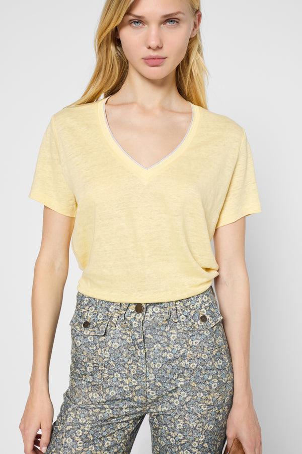 gerard darel T-shirt en lin et col V argenté - GILBERTE