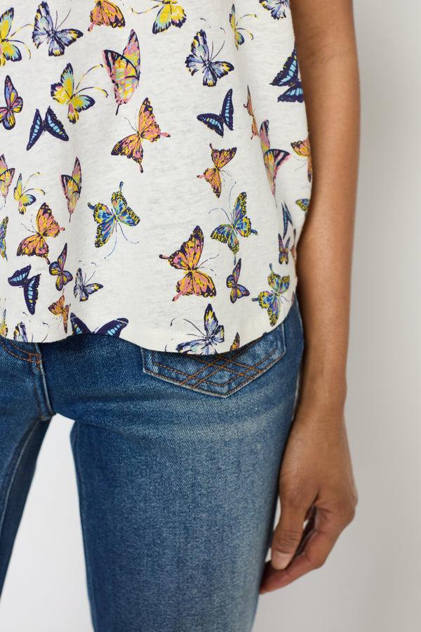 Gerard Darel T-shirt Papillons En Lin Et Coton - GIUSI